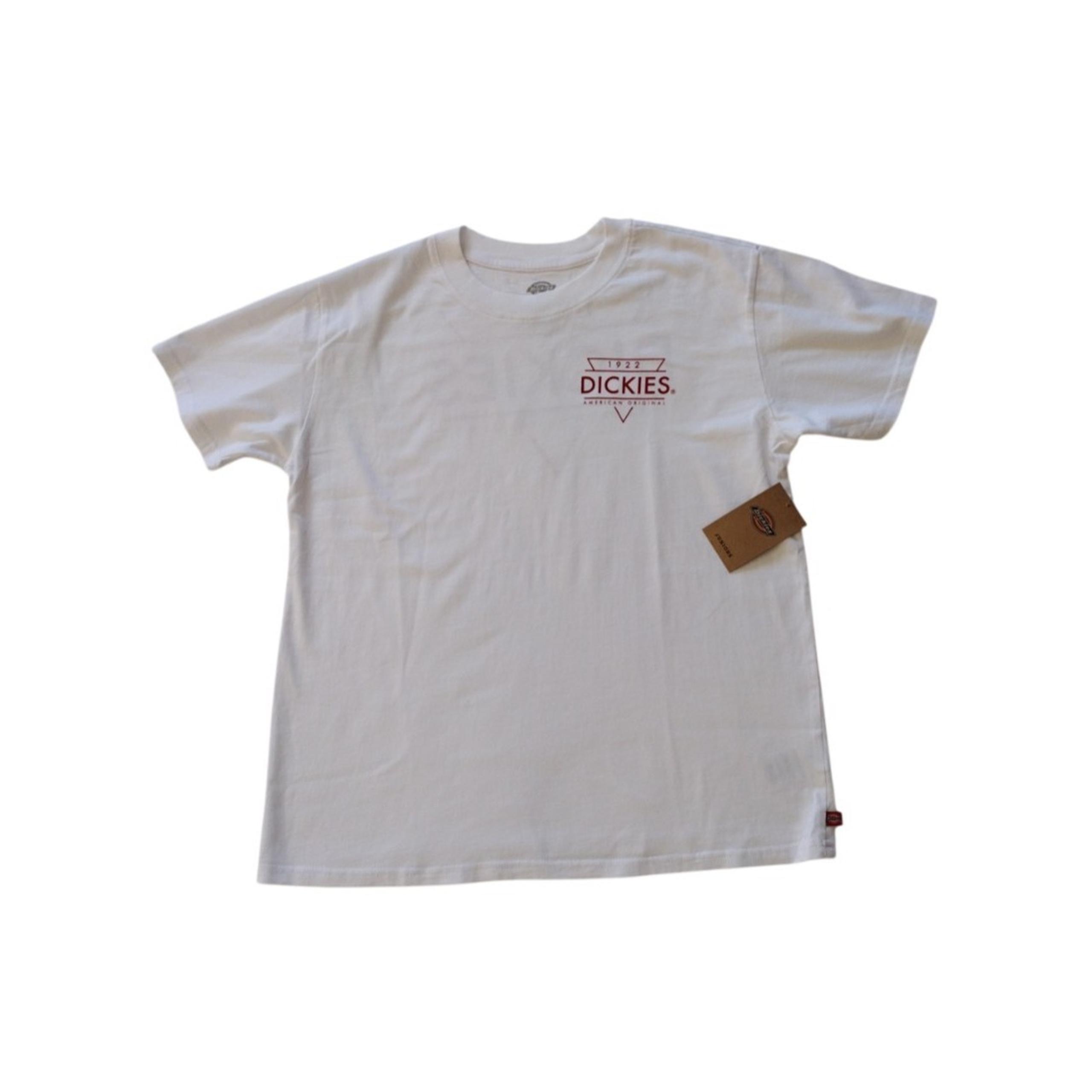 DICKIES T Shirt Man's L White Cotton Short Sleeve Logo Juniors Graphic Crew Neck