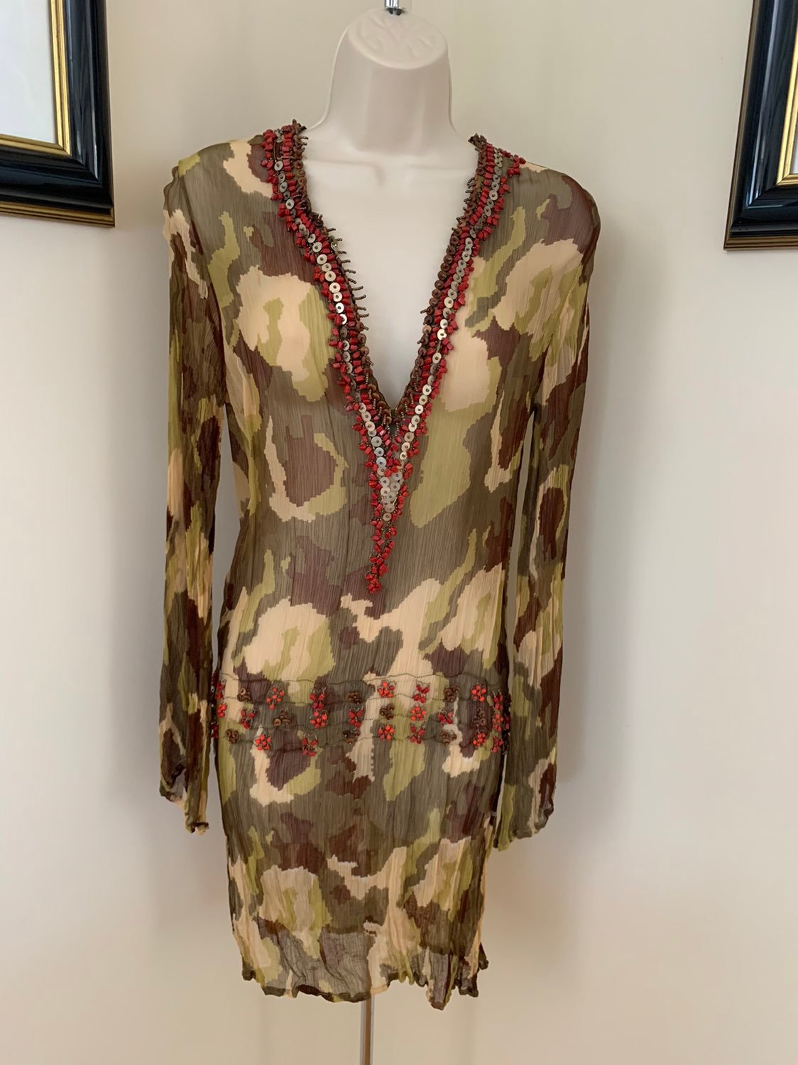 SHREY Women’s Ladies Camouflage Swimsuit Coverup Dress Sz M