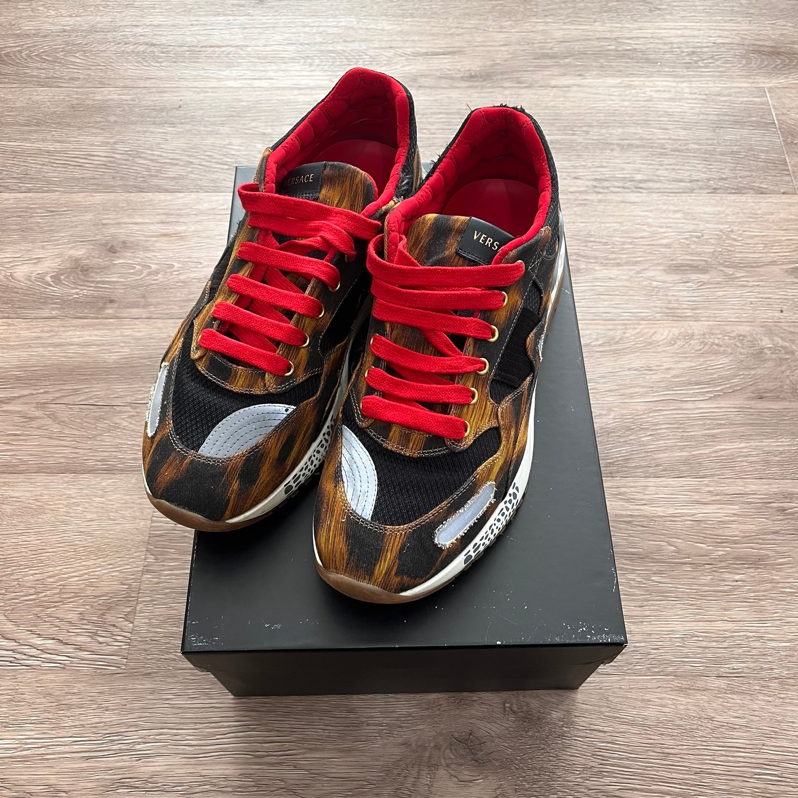 {Versace} Men’s Achilles Leopard Sneakers, 43.5