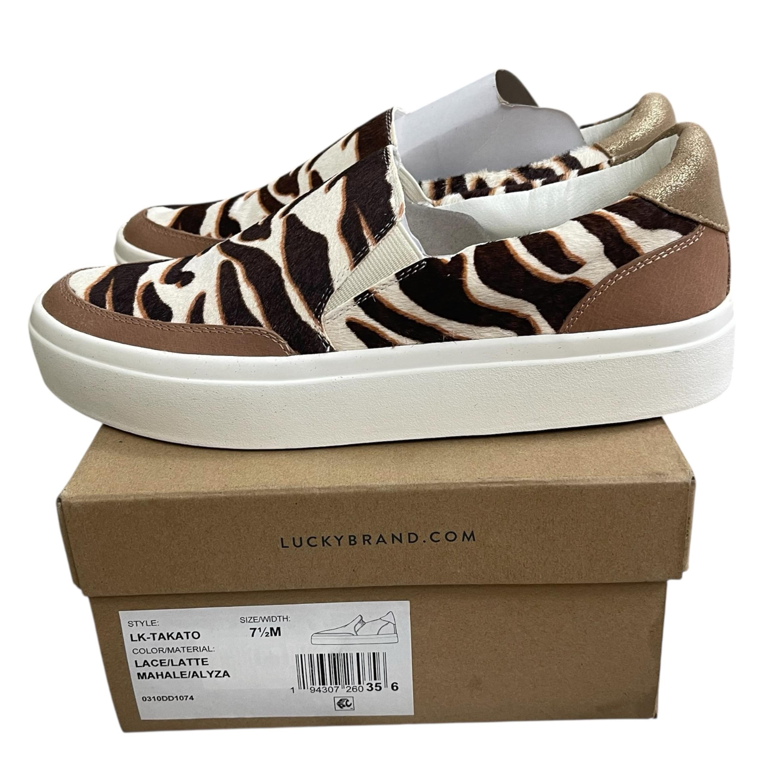 Lucky Brand Women’s Takato Leather Cow Hair Slip On Sneakers Size 7.5 M NEW