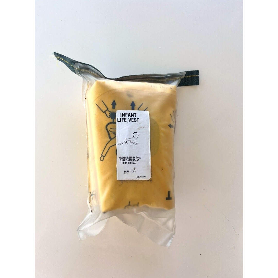 United Airlines 2020 Infant Life Vest Yellow/Black Sealed