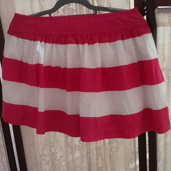 Pink and white striped more mini skirt