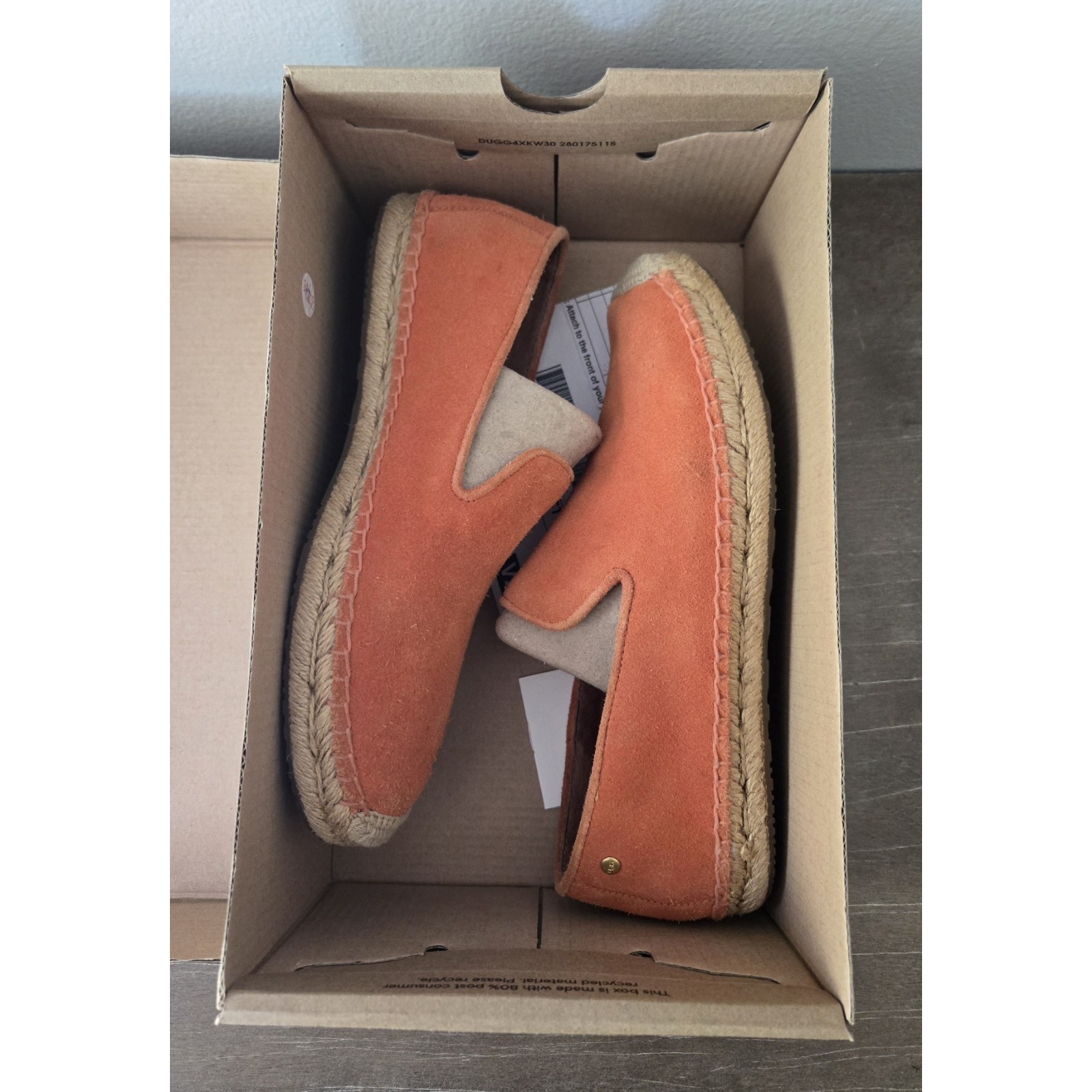 UGG Australia SANDRINNE II orange suede espadrille loafers With Box SZ US 7 EUC!