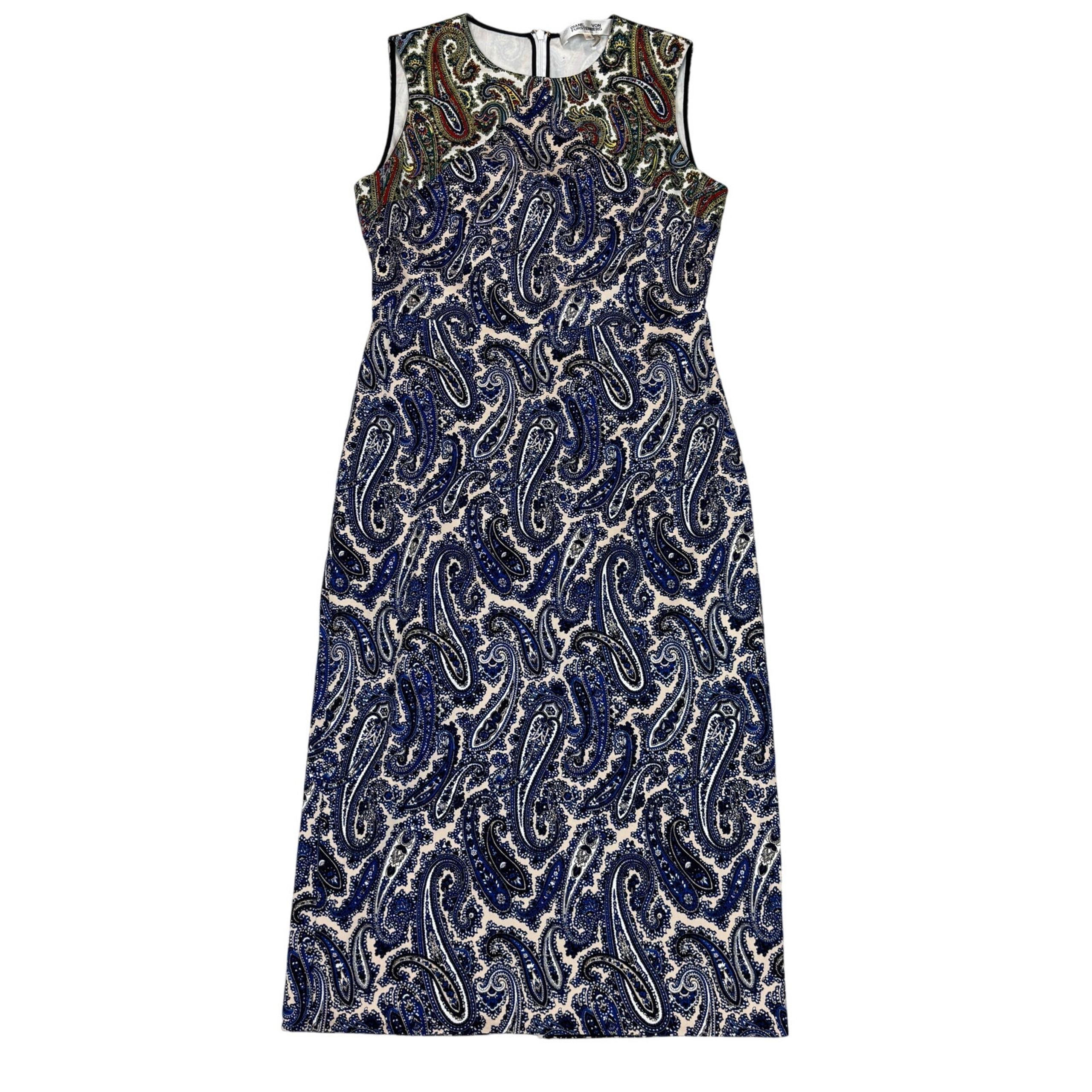 Diane Von Furstenberg Paisley Sleeveless Pencil Sheath Dress Women's 10