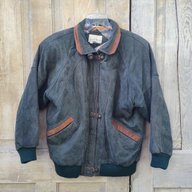 Vintage Green Leather Coat