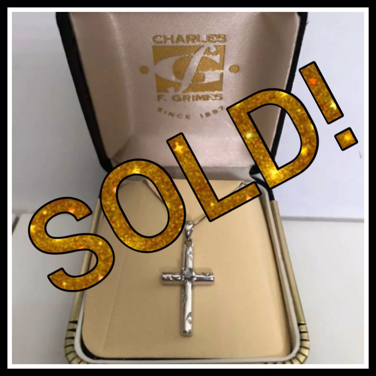 Vintage 18k Diamond Cross On 14k Box Cha