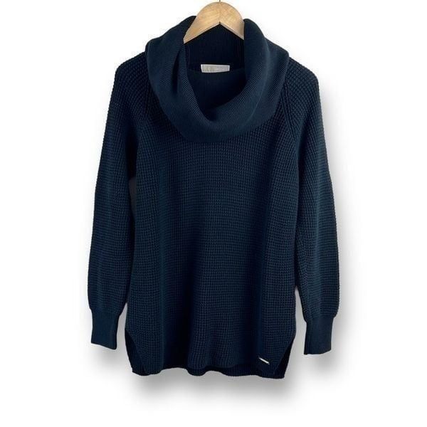 Michael Kors black waffle knit cowl neck sweater size S