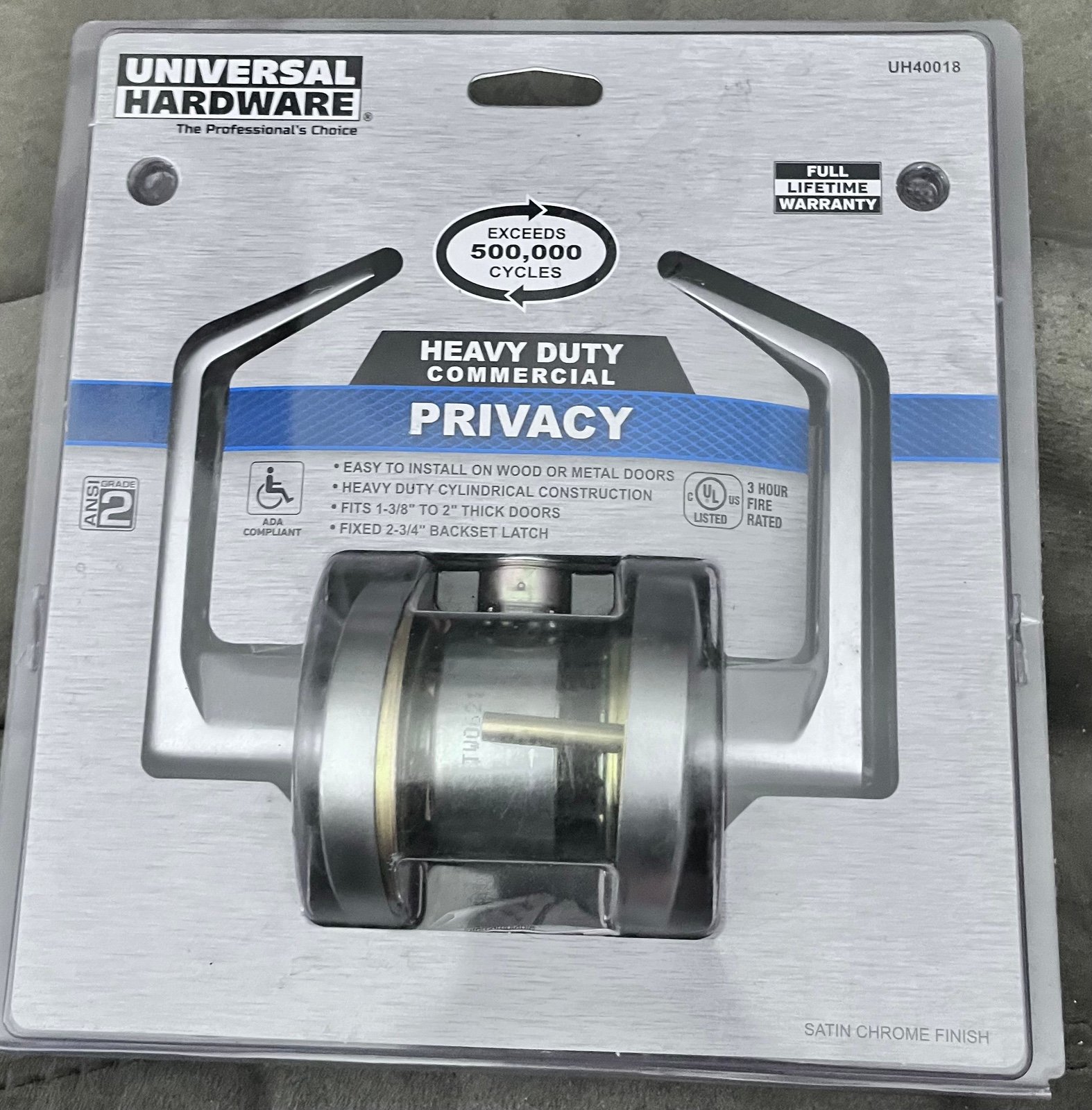 Universal Hardware Cylindrical Privacy Bed/Bath Lever Satin Chrome Grade 2 New
