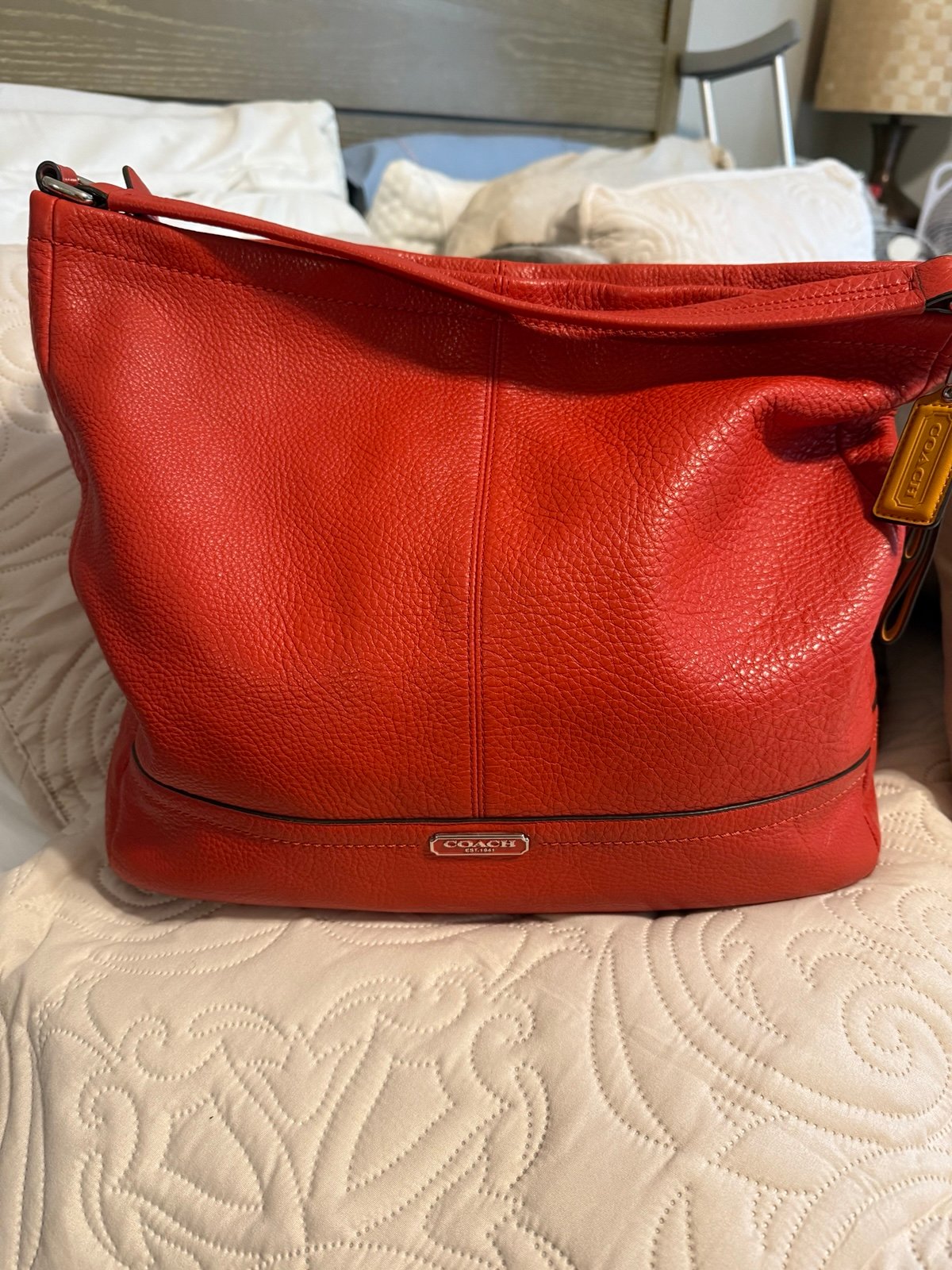 Coach Park Red Pebbled Leather Hobo