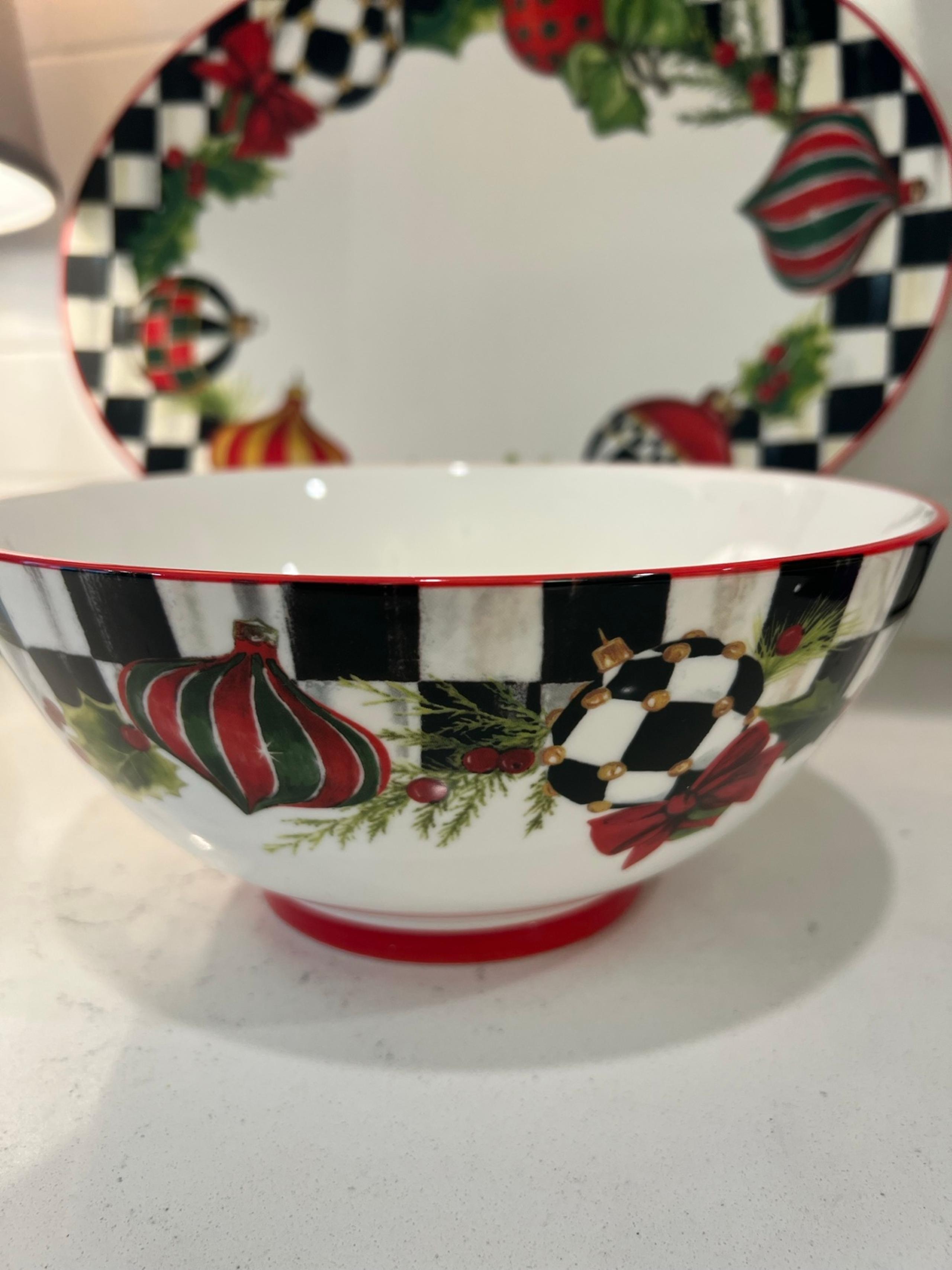 MACKENZIE CHILDS DECK THE HALLS SERVING BOWL