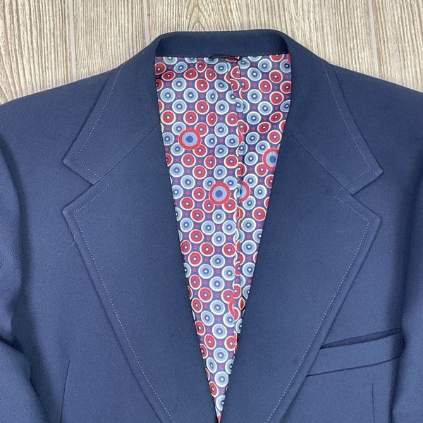 Vintage Navy Blue Blazer The Knack Brand Retro Liner Size 48R Mint Condition