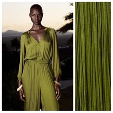 NWT. Zara Olive Green Wrinkled Effect Satin Effect Jumpsuit. Size M.