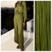 NWT. Zara Olive Green Wrinkled Effect Satin Effect Jumpsuit. Size M.