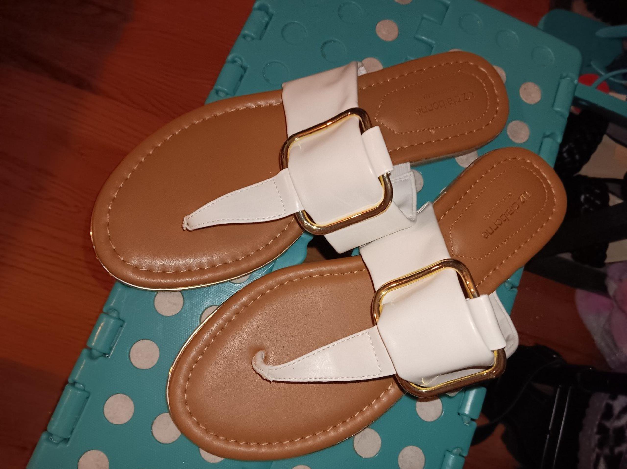 White Liz Claiborne Buckle Sandals