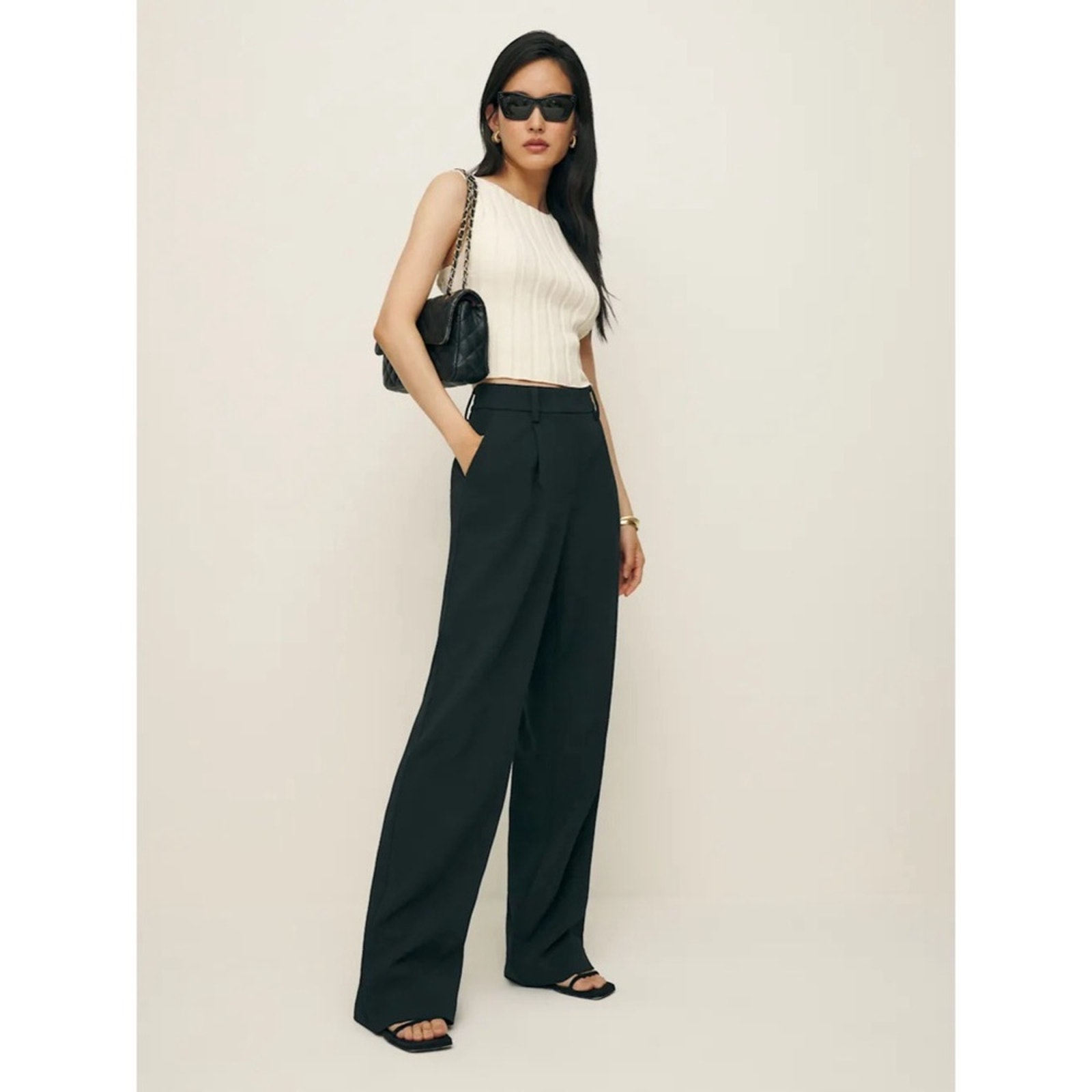 Reformation Alex Mid Rise Trousers in Black Size 6 NWT