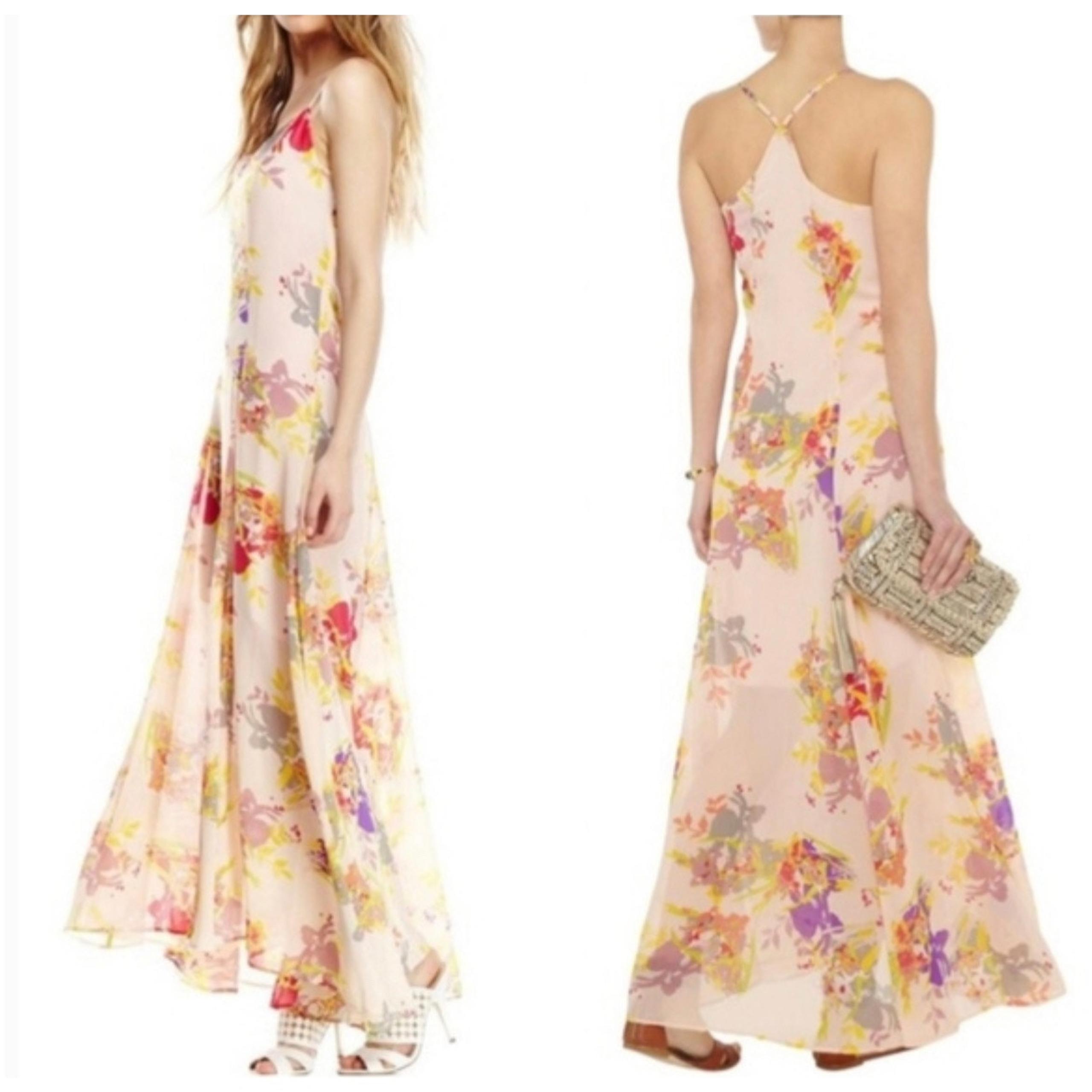 Giavanna Dress Pink Floral Maxi Long Spaghetti Strap Small - W118 by Walter Baker