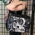 Epiphany Large Bag | Lowbrow Tattoo Sugar Skull Art Black and White Purse