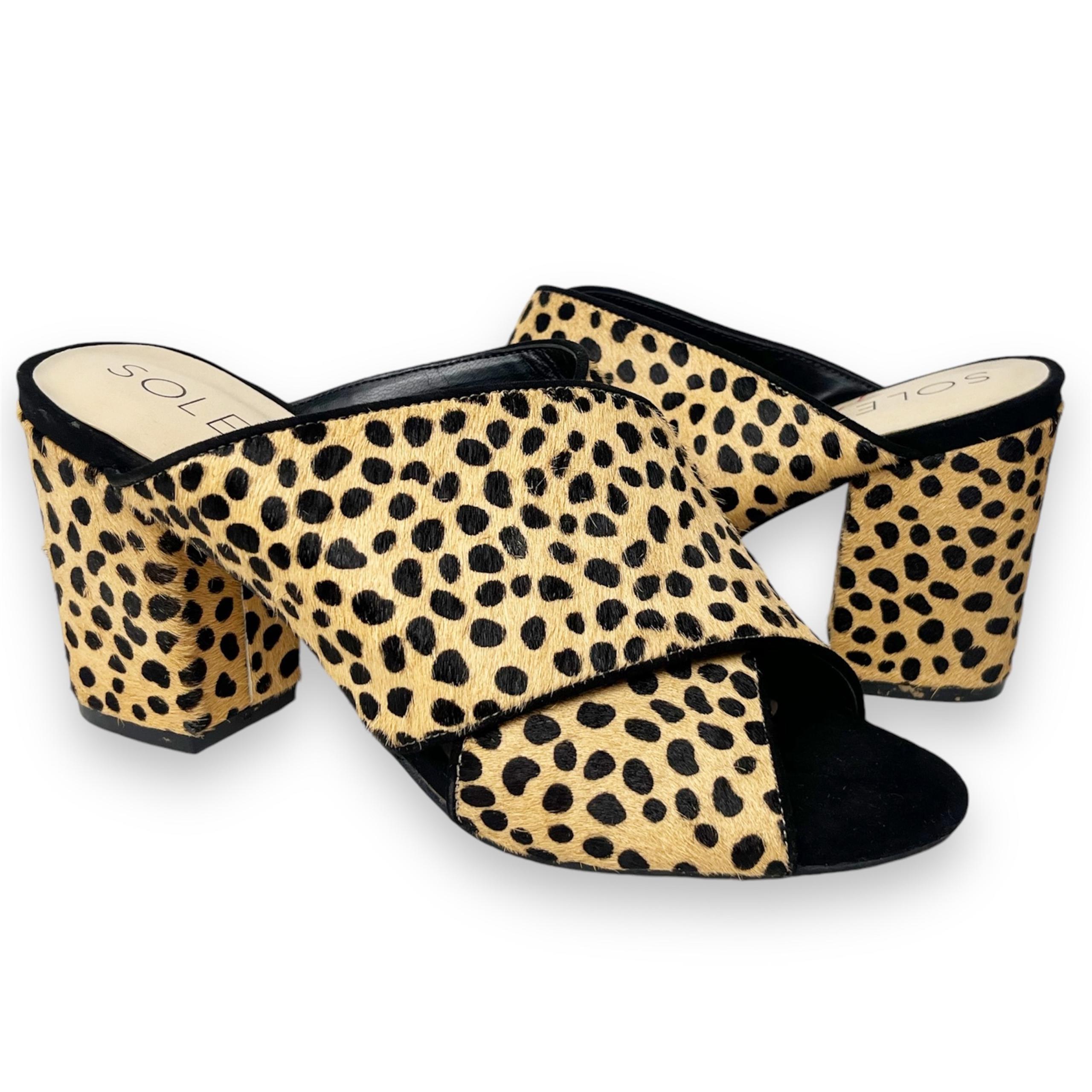 Sole Society Luella Genuine Calf Hair Slide 6.5 open toe shoes mules leopard
