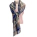 PREPPY PLAID Oversize Scarf Shawl Wrap with Fringe Knit Soft 24 x 68 inches
