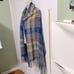 PREPPY PLAID Oversize Scarf Shawl Wrap with Fringe Knit Soft 24 x 68 inches