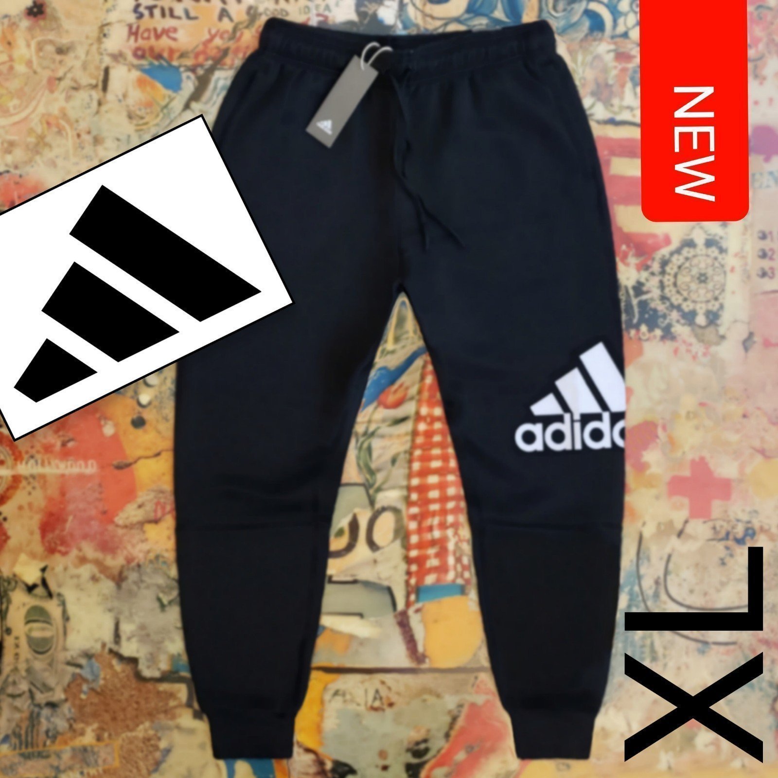 60 New Adidas Mens Big Logo Fleece Favorites Joggers! XLT