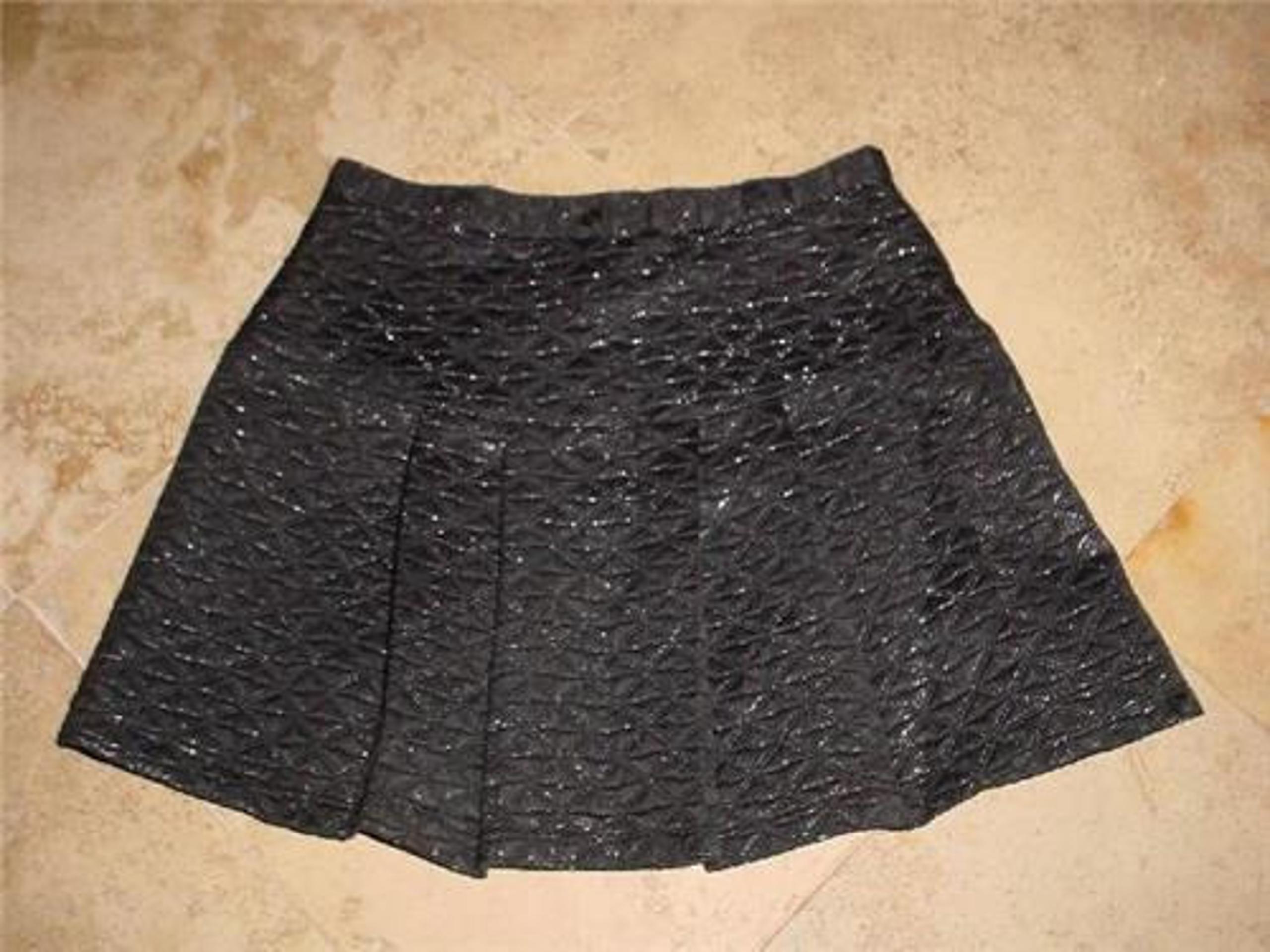 LILY WHITE JUNIORS TRENDY SEXY A LINE PLEATED BLING MINI SKIRT BLACK SZ M