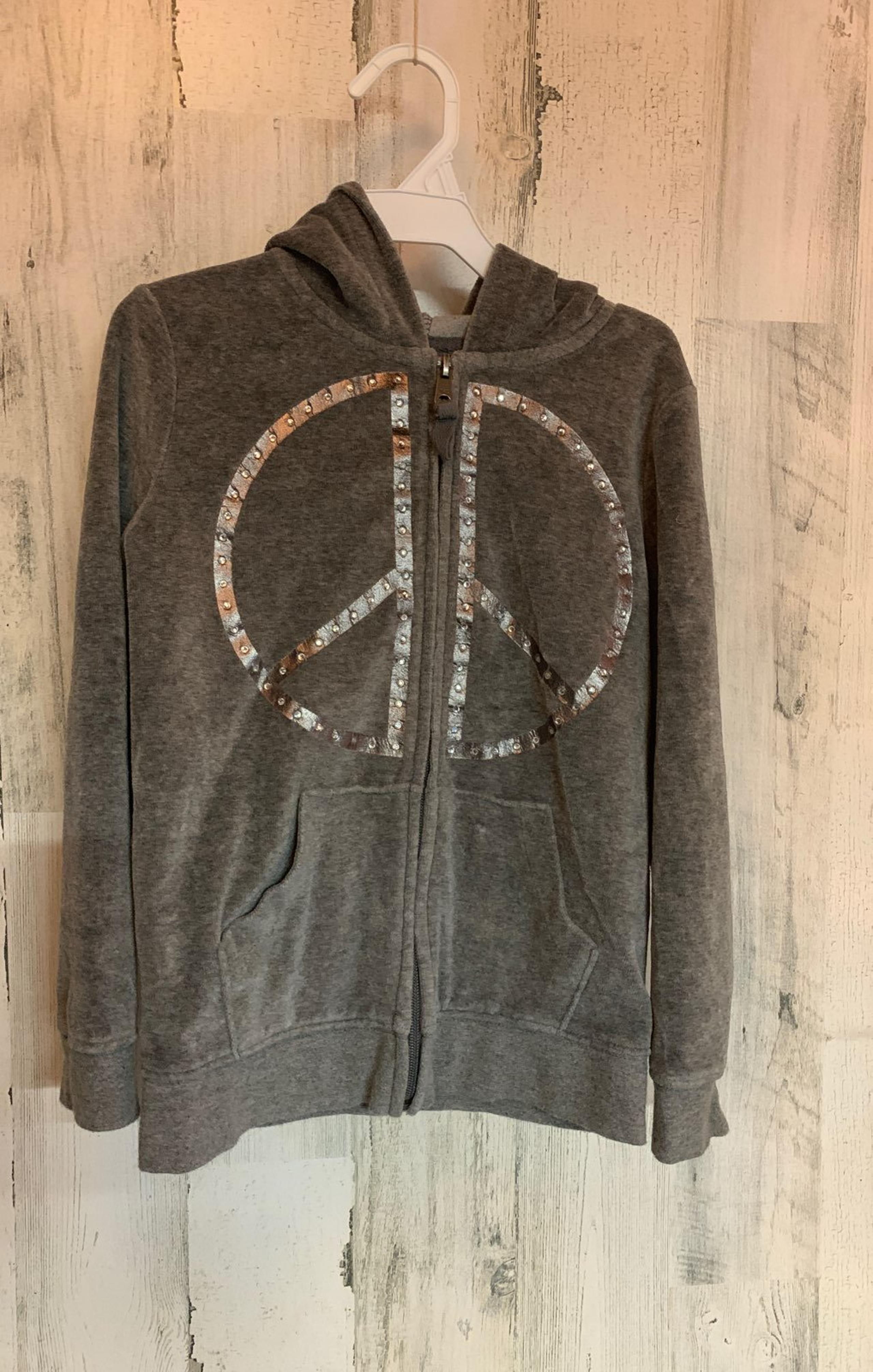 Hoodie grey jacket peace size 6-6x