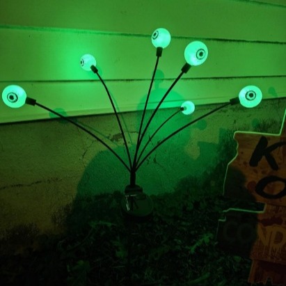 Halloween Decorations Outdoor Solar Scary Eyeball Lights 2PACKS 12LED Green