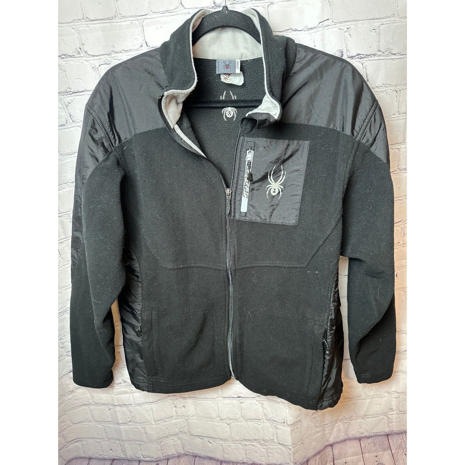 Spyder Fleece Jacket Full Zip Pockets Lightweight Black MENS (M)