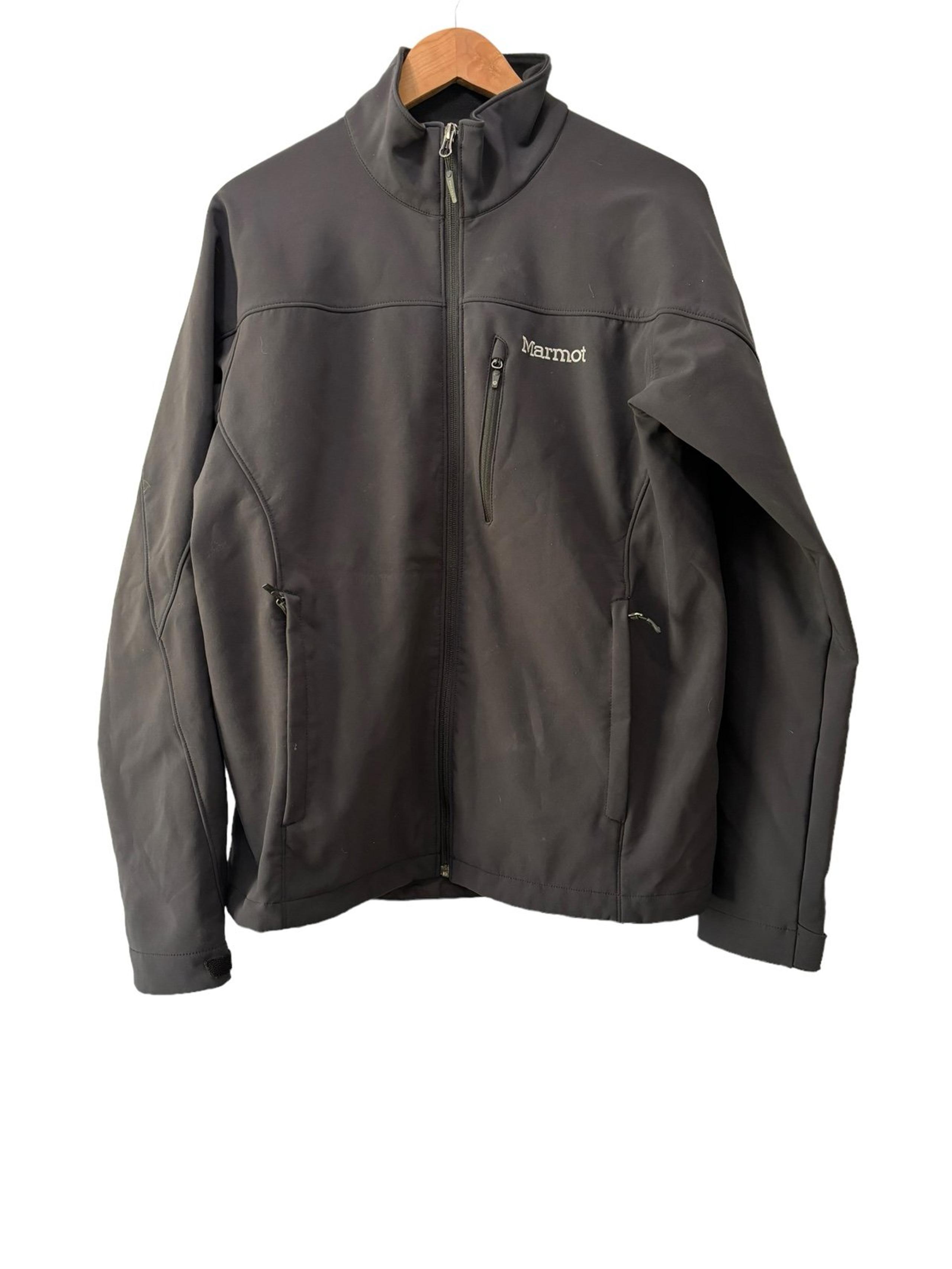 Marmot Soft Shell Jacket Mens Size Medium Coat Black  Lightweight Fleece Lined