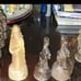 Vintage Hand Carved Olive Wood Chess Pieces