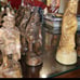 Vintage Hand Carved Olive Wood Chess Pieces