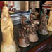 Vintage Hand Carved Olive Wood Chess Pieces