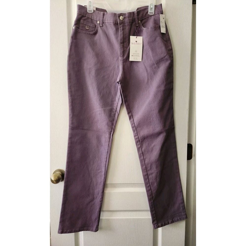 Gloria Vanderbilt Womens Amanda Jeans Pants Tapered Leg Classic Rise Purple Sz 6