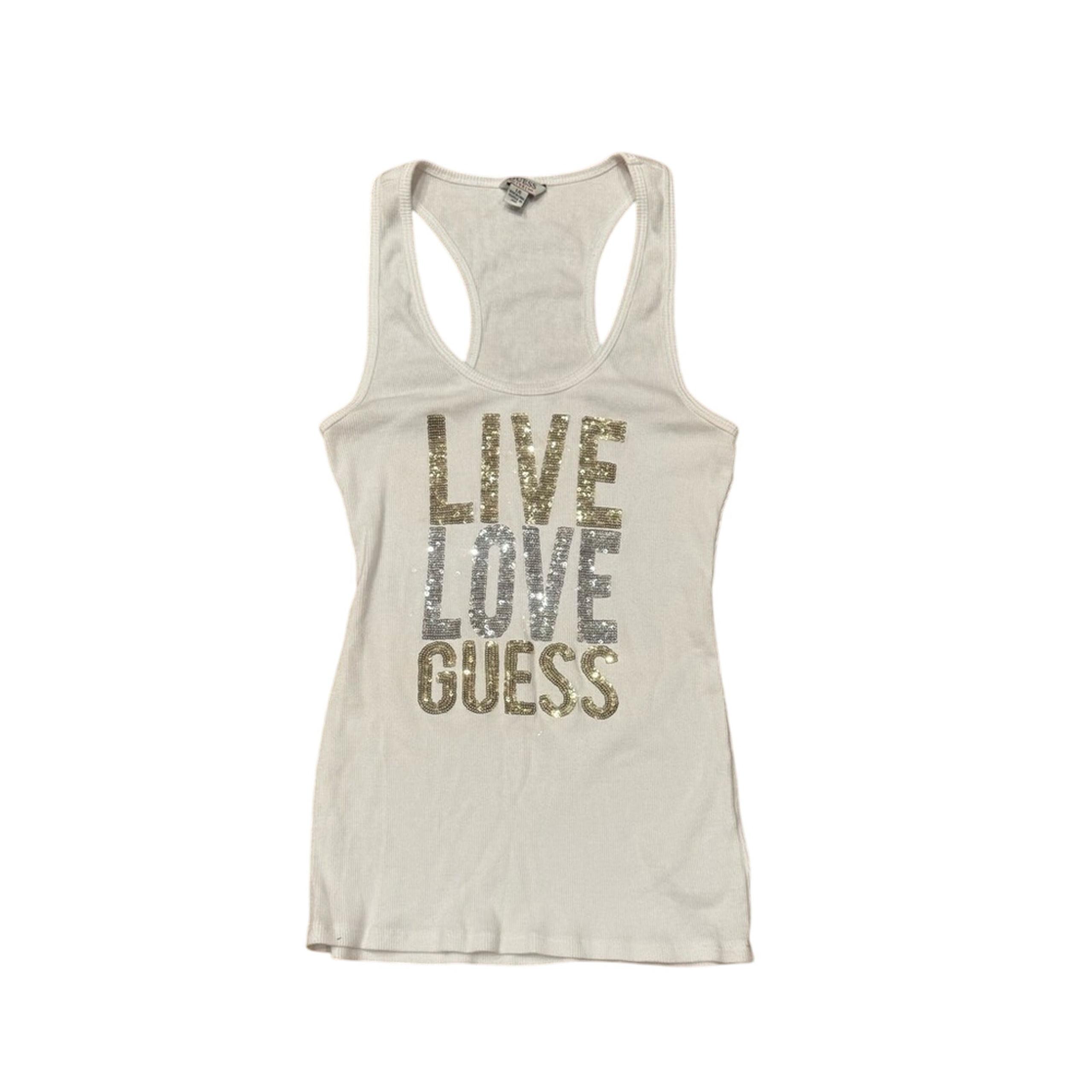 Y2K retro Guess 1981 white sequin tank top Guess Feminine Classic festival Large