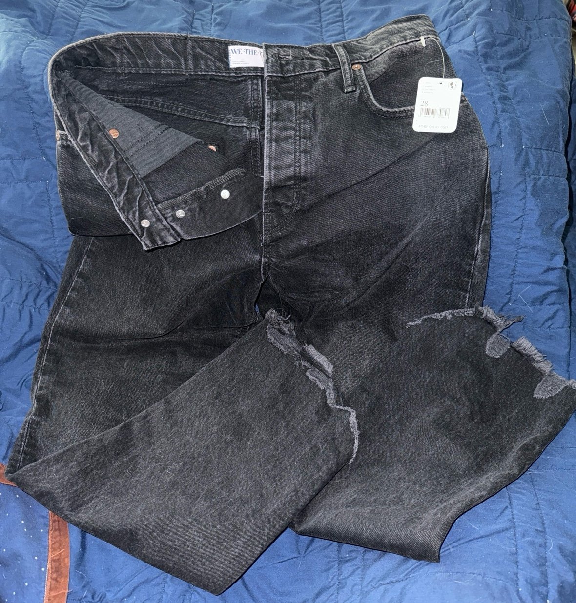 Free People black wide leg jeans