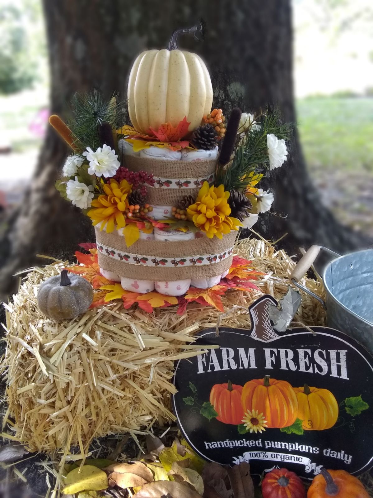 fall autumn pumpkin diaper cake baby gif
