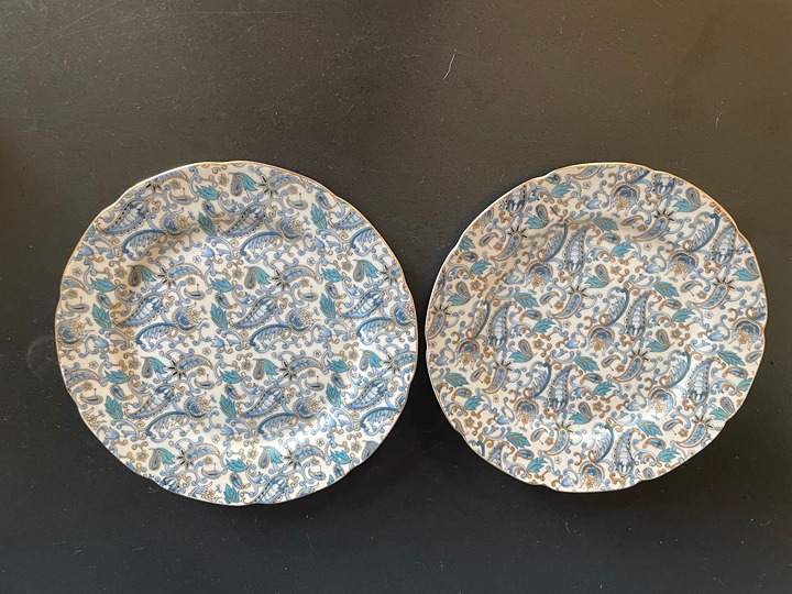 Lefton Blue Paisley Luncheon Plates