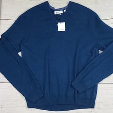 NWT Calvin Klein Blue Men's V-Neck Sweater Merino Wool Size Large