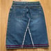 Vintage Gap Denim Fringe Midi Skirt Women’s Size 8 Button Fly Made in USA Y2K
