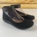Clarks Medora Nina Womens 6 Black Suede Ankle Strap Ballet Flat Comfort Shoes