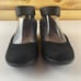 Clarks Medora Nina Womens 6 Black Suede Ankle Strap Ballet Flat Comfort Shoes