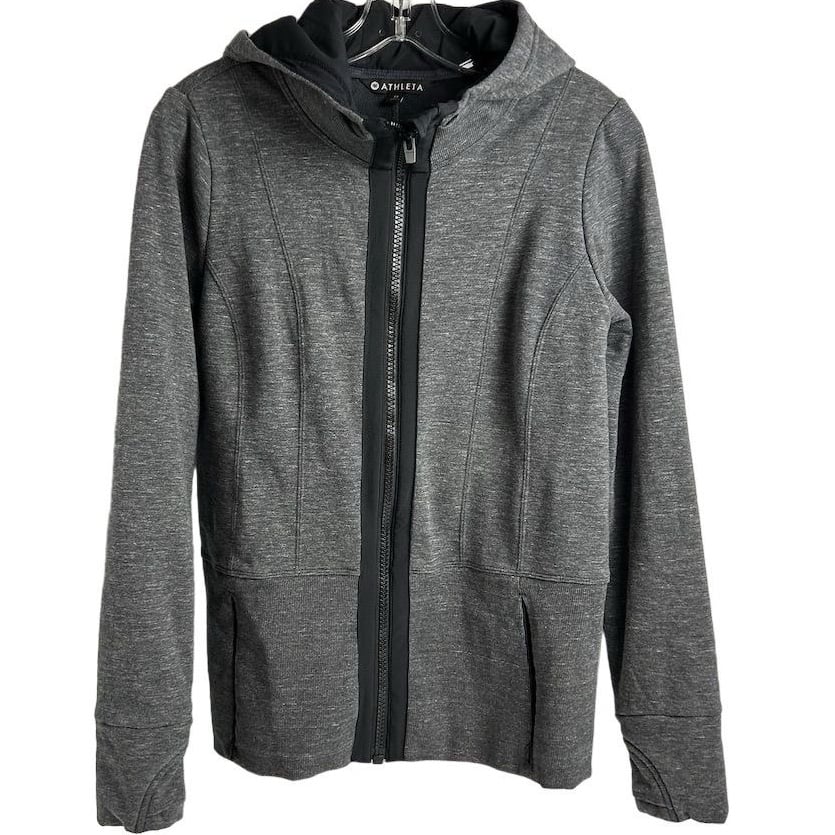Athleta Women's Gray Full Zip Fitted Hoodie Jacket Size M