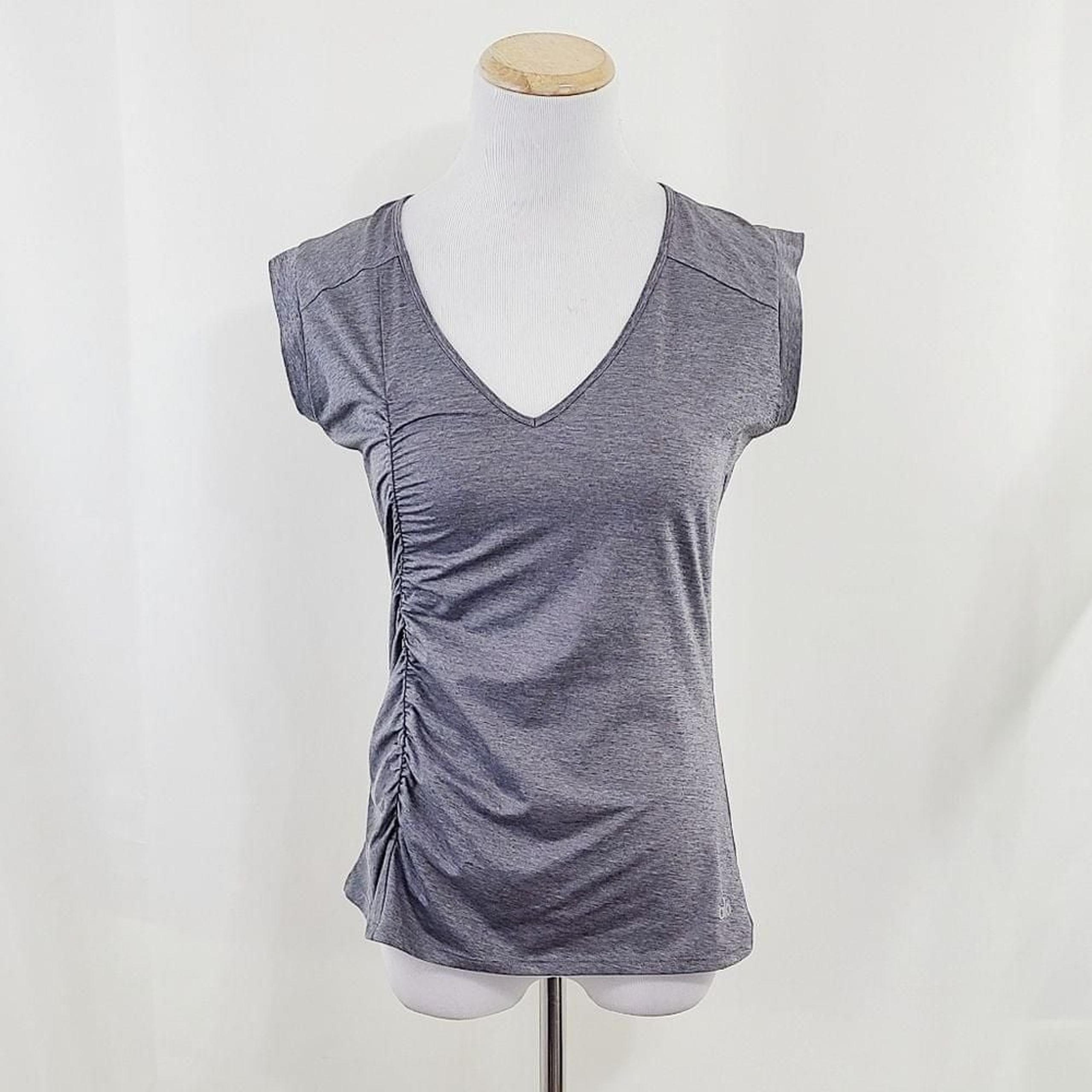 Alo Yoga ruched drapey cap sleeve tee tank gray no size
