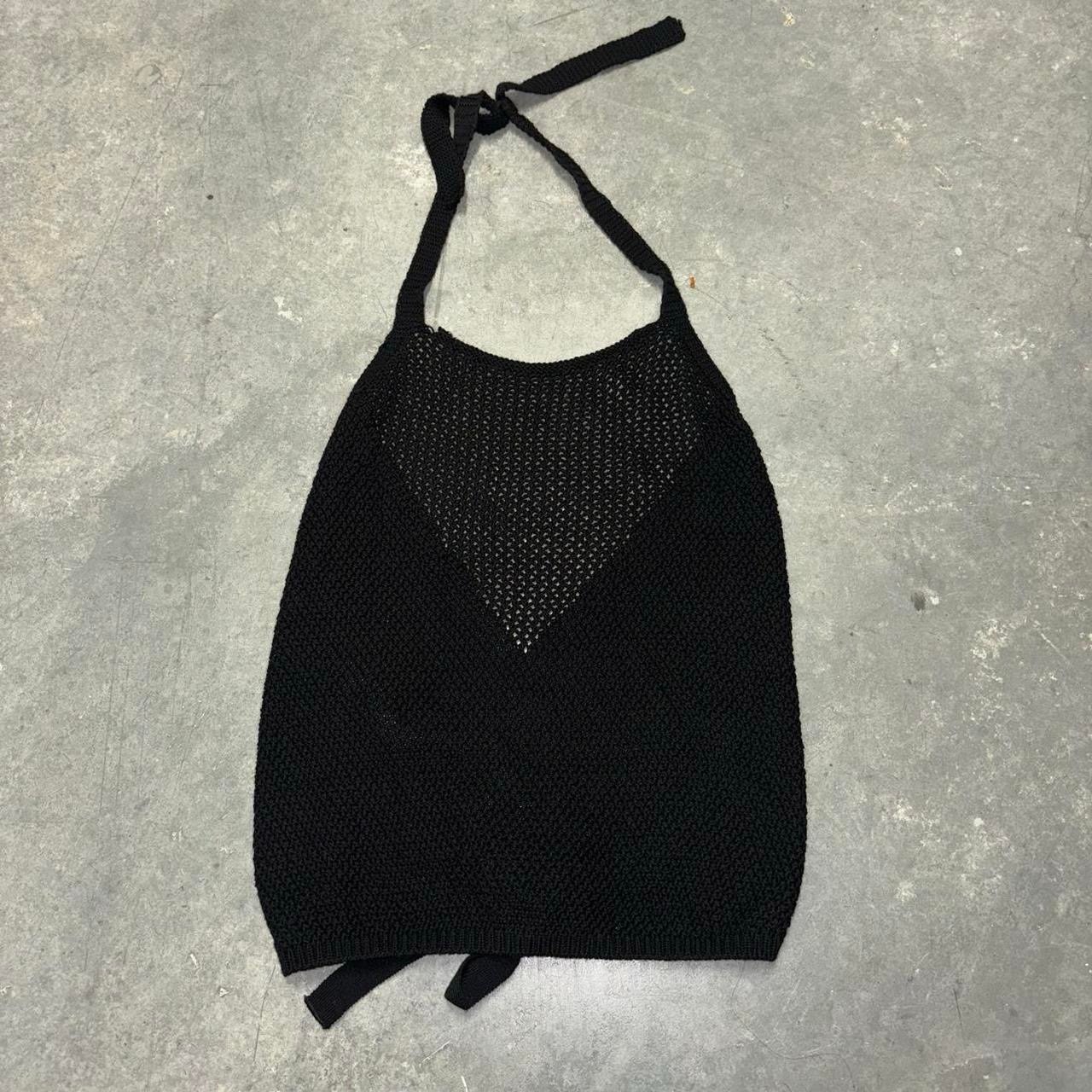 525 AMERICA Crochet Knit Halter Top Backless Tie Back Fauxchet Halter Top