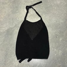 525 AMERICA Crochet Knit Halter Top Backless Tie Back Fauxchet Halter Top