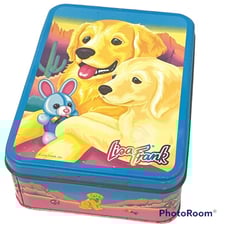 The Fantastic World of Lisa Frank Casey and Caymus Dog Puppy Collectible Tin Box