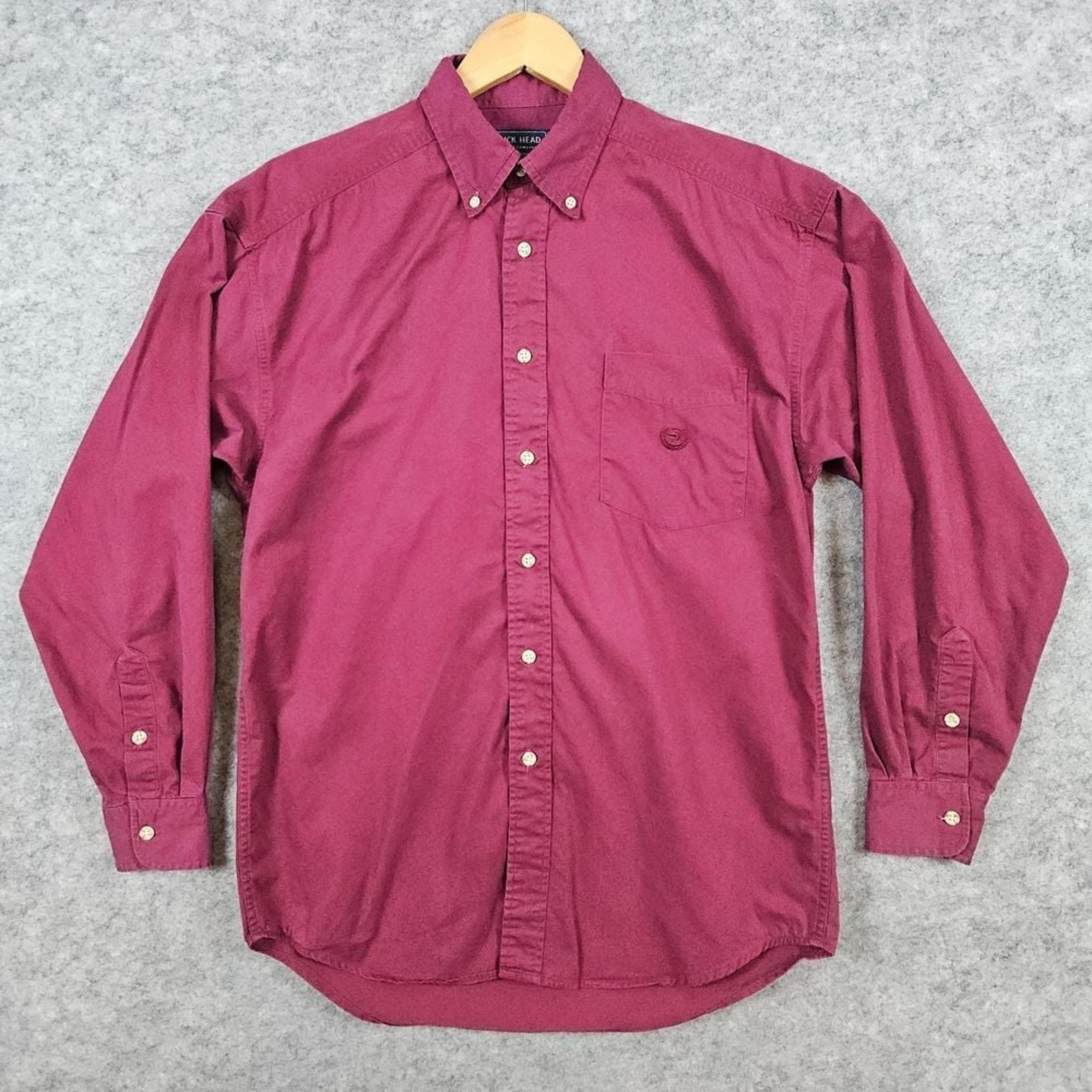 Duck Head Men's Burgundy Size M Button Down Shirt 100% Cotton Embroidered Preppy