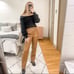 Joie Brown Caramel Faux Leather Straight Leg Pants Trousers Blogger Favorite