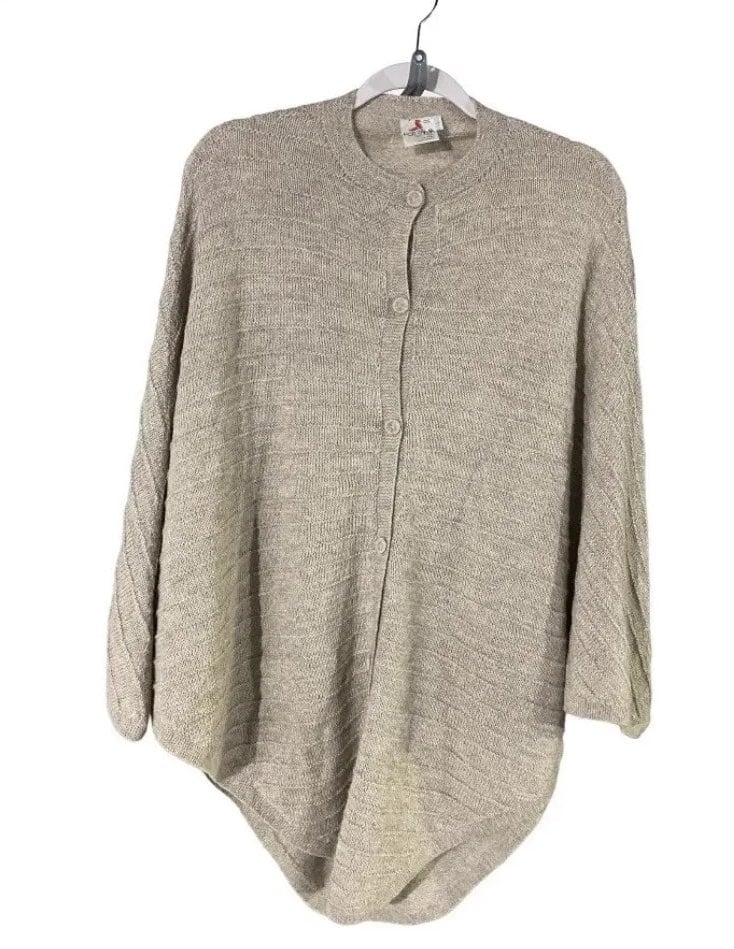 Fotrama Natural Alpaca Wool Cardigan Poncho Sz Large